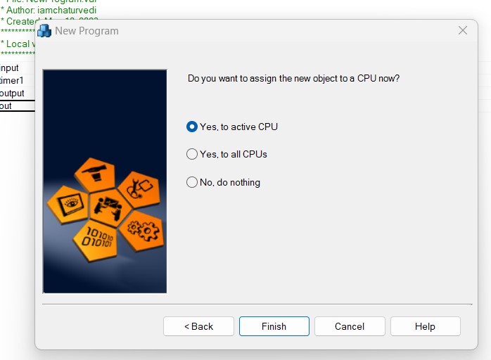 select an option if you want to assign object to cpu 